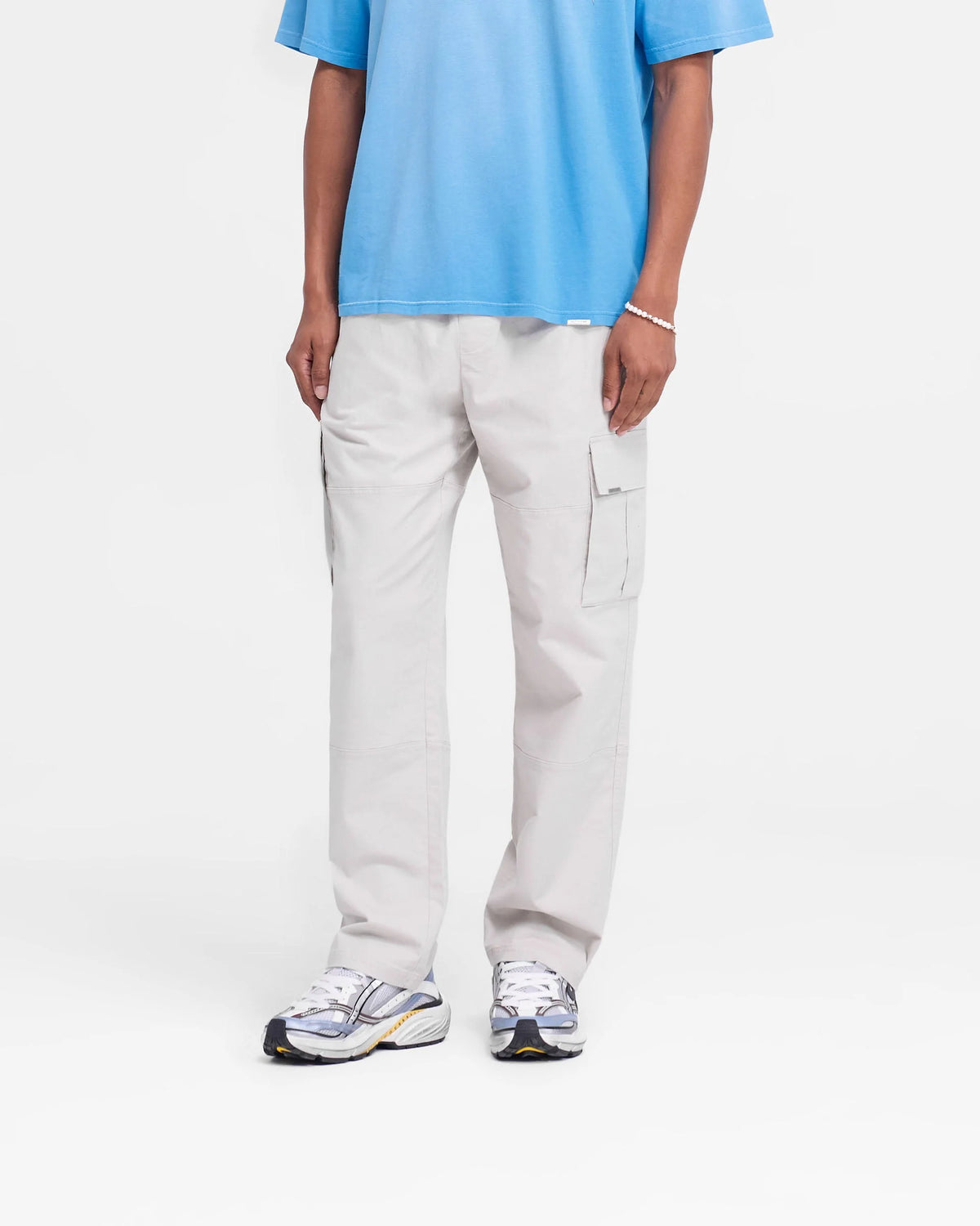 Men’s White Cargo Pants, Flap Pocket
