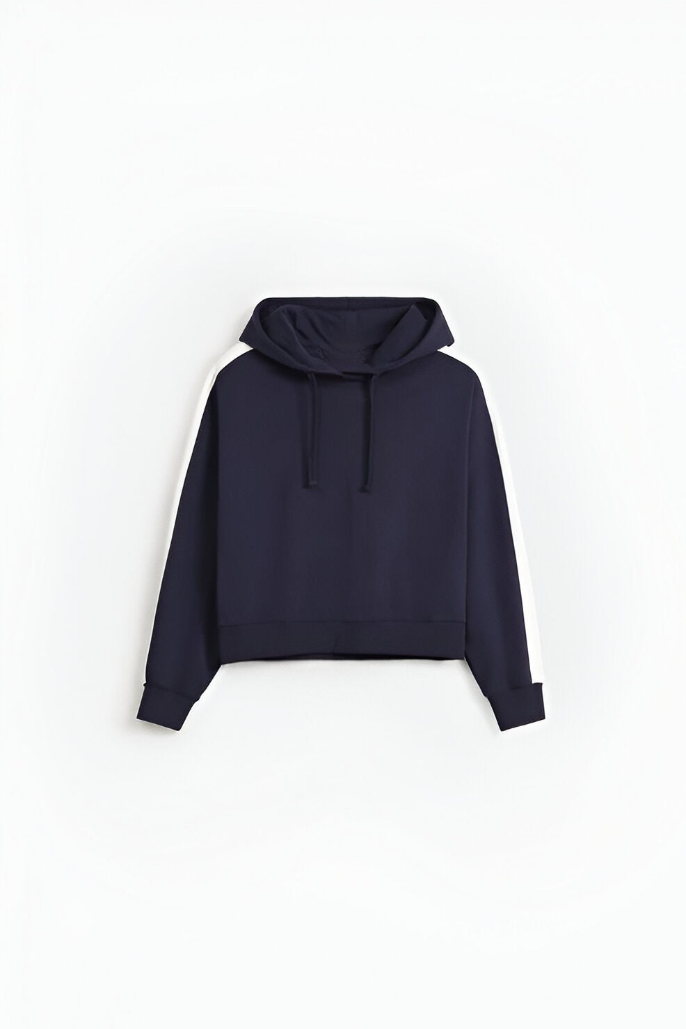 Women’s Super Cropped Basic Hoodie, Contrast Stripes
