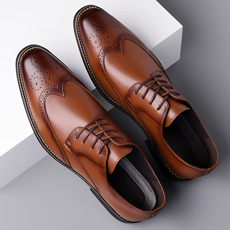 Brogue Dress Shoes with Lace Up Closure and Cushioned Insole
