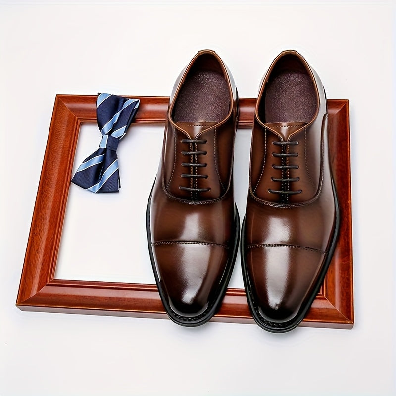Cap Toe Oxford Shoes with Raised Sole and Arch Support for Formal Events