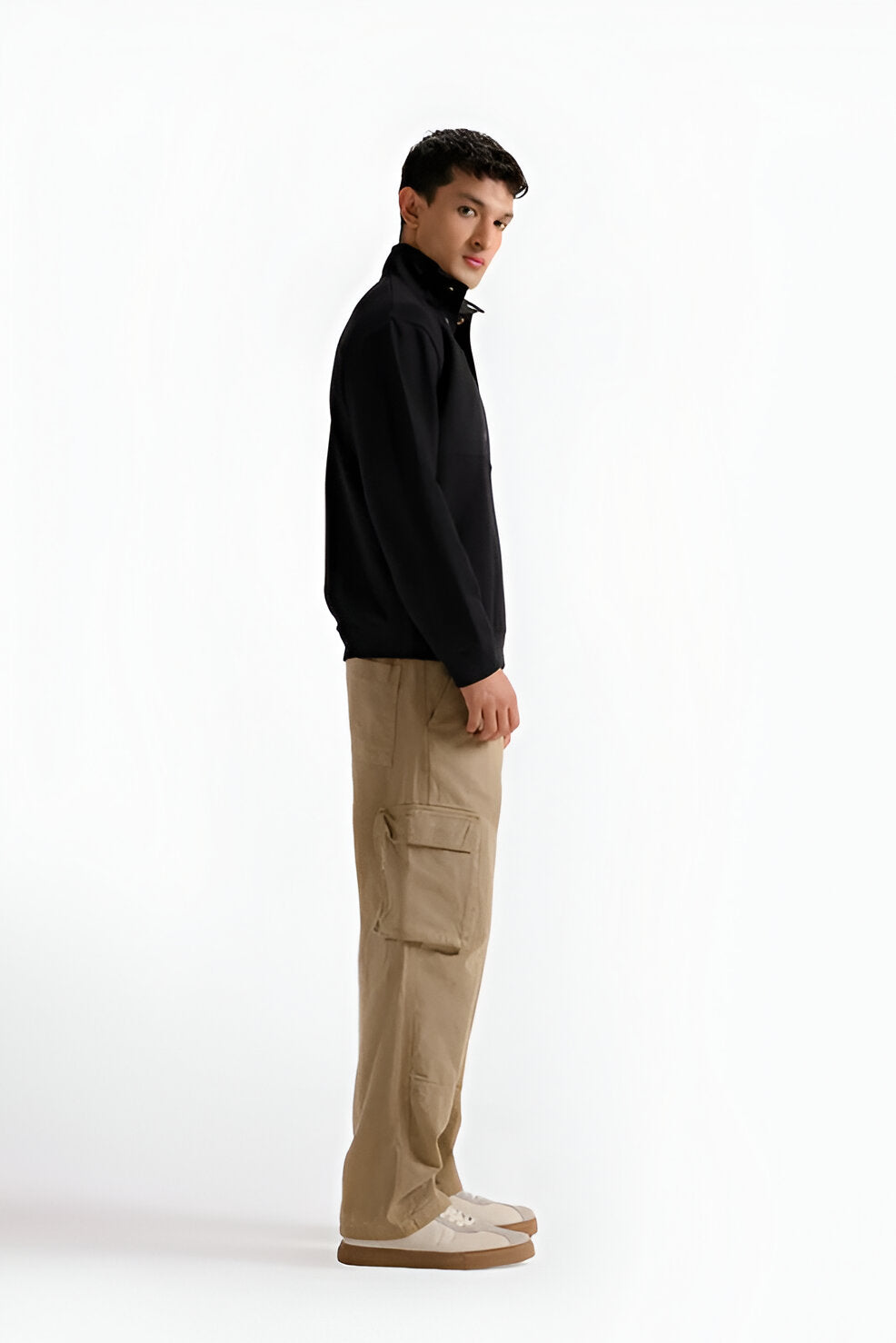 Men’s Quarter Placket Sweatshirt, Mock Neck Long Sleeve