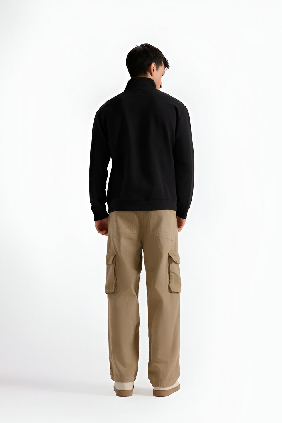 Men’s Quarter Placket Sweatshirt, Mock Neck Long Sleeve