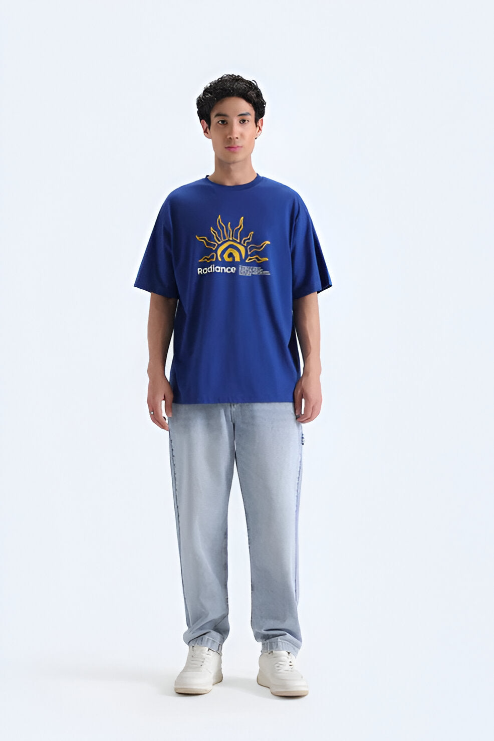 Men’s T-Shirt With Label Patch, Crew Neck