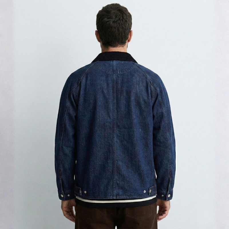 Men’s Indigo Wash Denim Field Jacket, Multi-Pocket