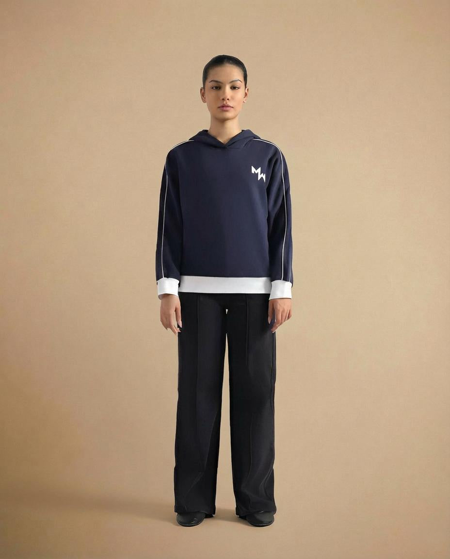 Women’s Activewear Hoodie, Contrast Stripes