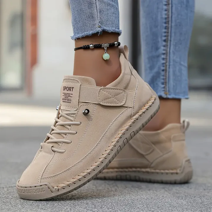 Lace Up Sneakers with Cushioned Insole and Stable Sole, Breathable Upper Material