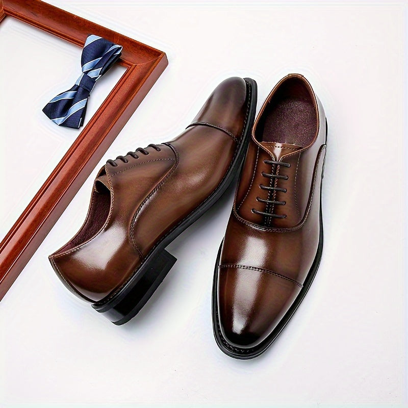 Cap Toe Oxford Shoes with Raised Sole and Arch Support for Formal Events