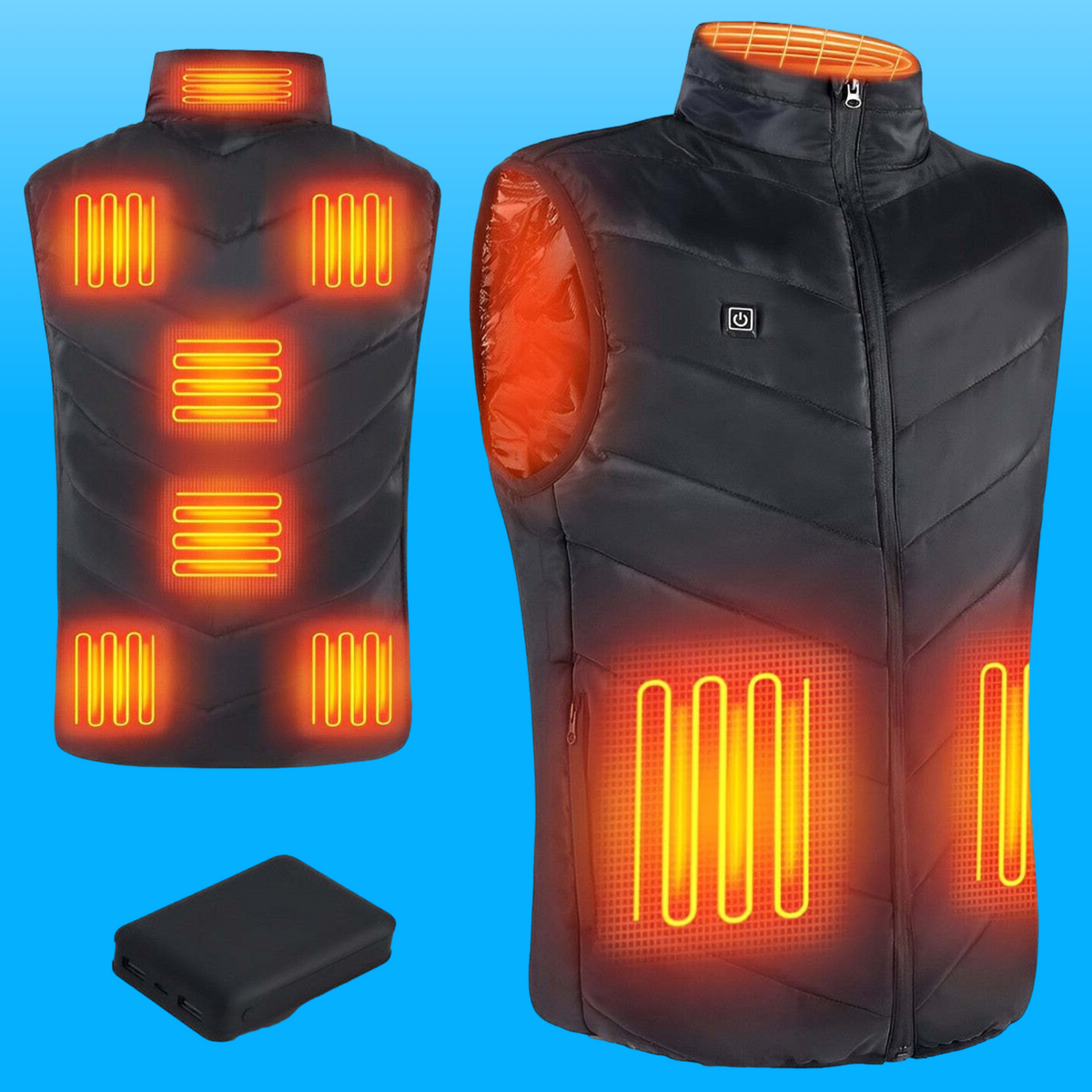 Heated Vest with Nine Carbon Fiber Zones and 10000mAh Battery