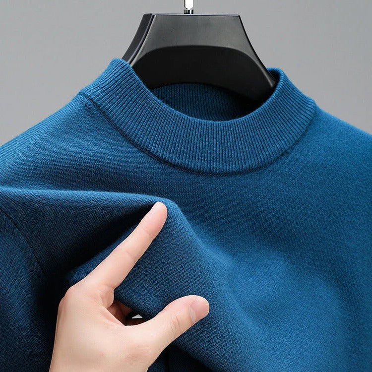 Mens Crew Neck Pullover Sweater with Ribbed Cuffs and Hem