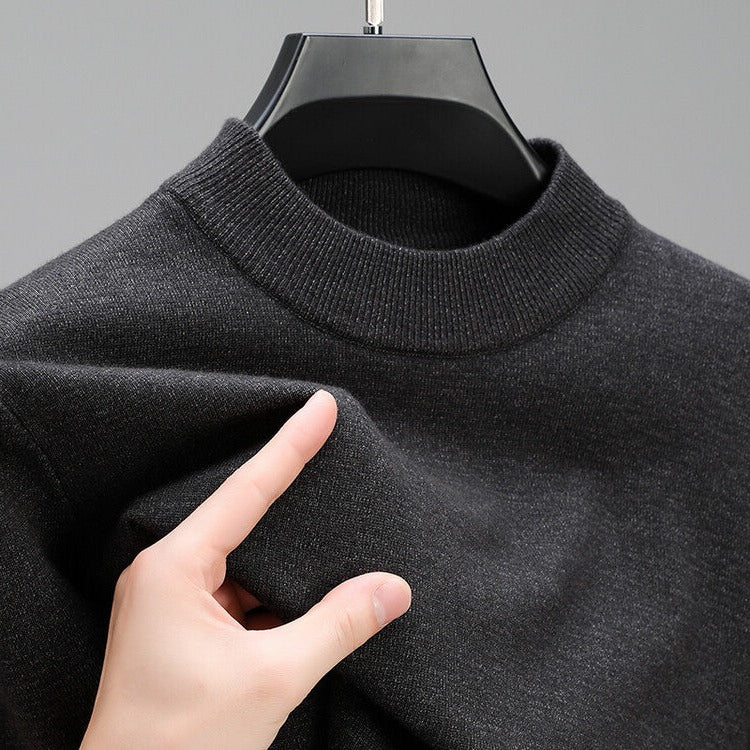 Mens Crew Neck Pullover Sweater with Ribbed Cuffs and Hem
