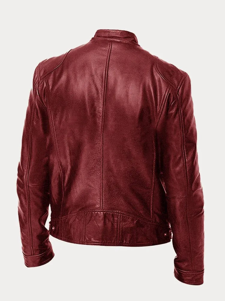 Fitted Zip Jacket with Stand Collar and Snap Tab, Metal Hardware