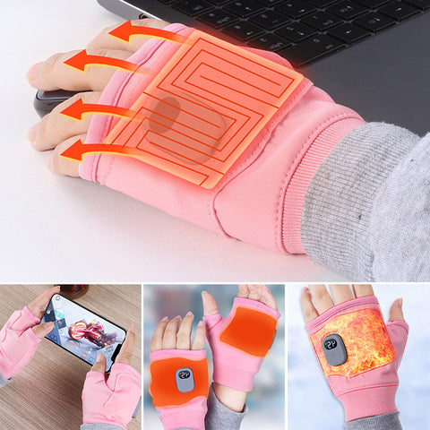 Heated Fingerless Gloves with Three Temperature Settings and Type-C Charging