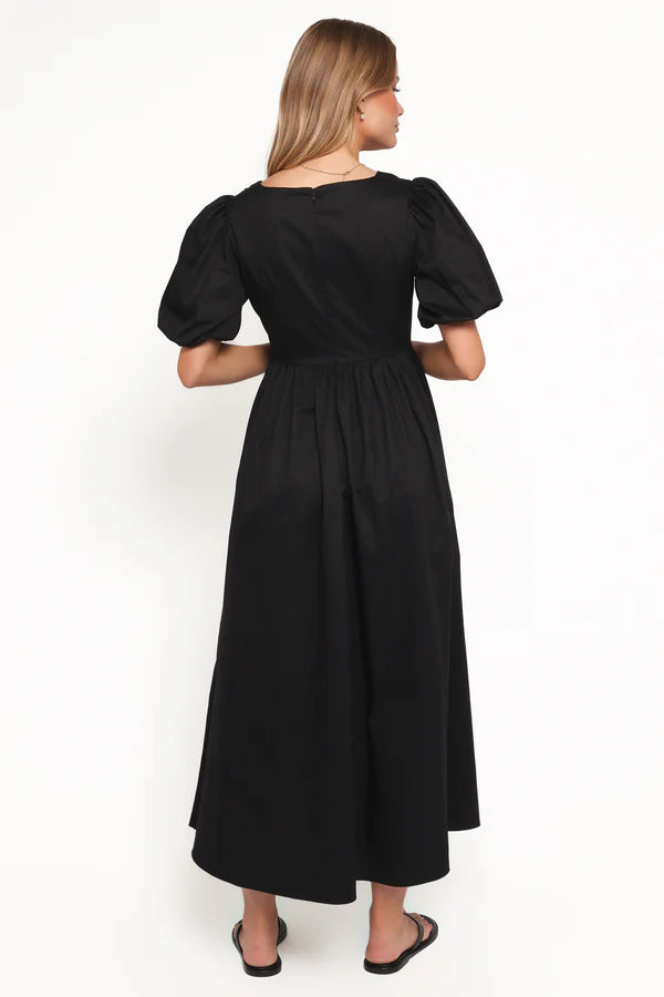 Women’s Maxi Dress with Empire Waist, Scallop V-Neck Cotton Dress