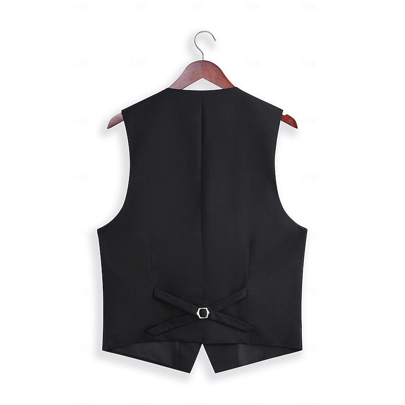 Three Piece Suit Set with Single Breasted Jacket and Tailored Fit