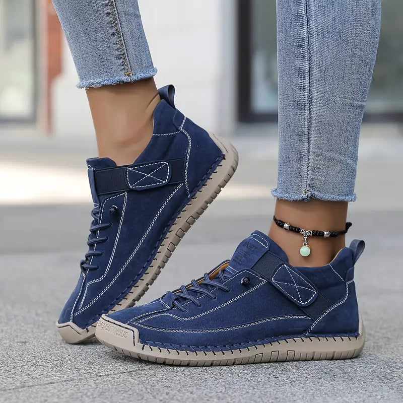 Lace Up Sneakers with Cushioned Insole and Stable Sole, Breathable Upper Material