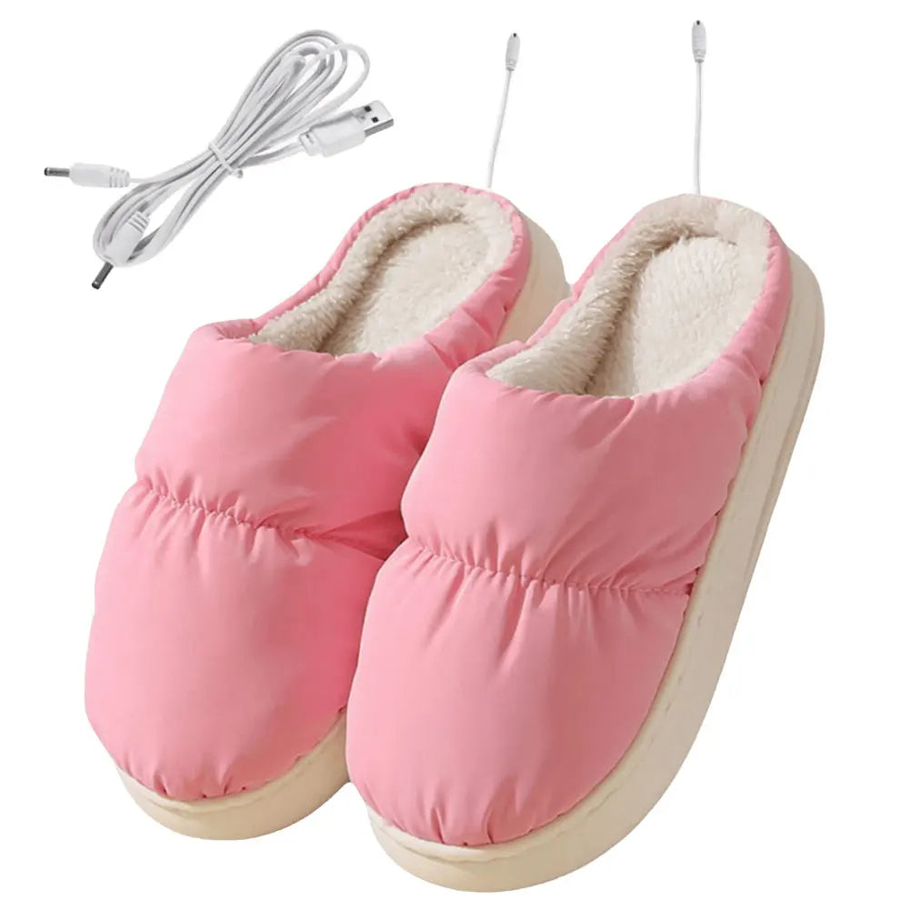 Heated Slippers with USB Port and Plush Lining, One Size Fits Most