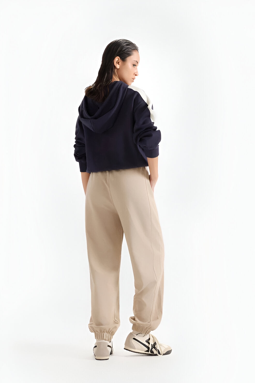 Women’s Super Cropped Basic Hoodie, Contrast Stripes