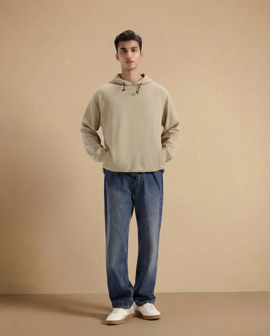 Men’s Basic Textured Hoodies, Full-Length Sleeves