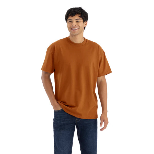 Men’s Heavyweight Orange T-Shirt, Crew Neck
