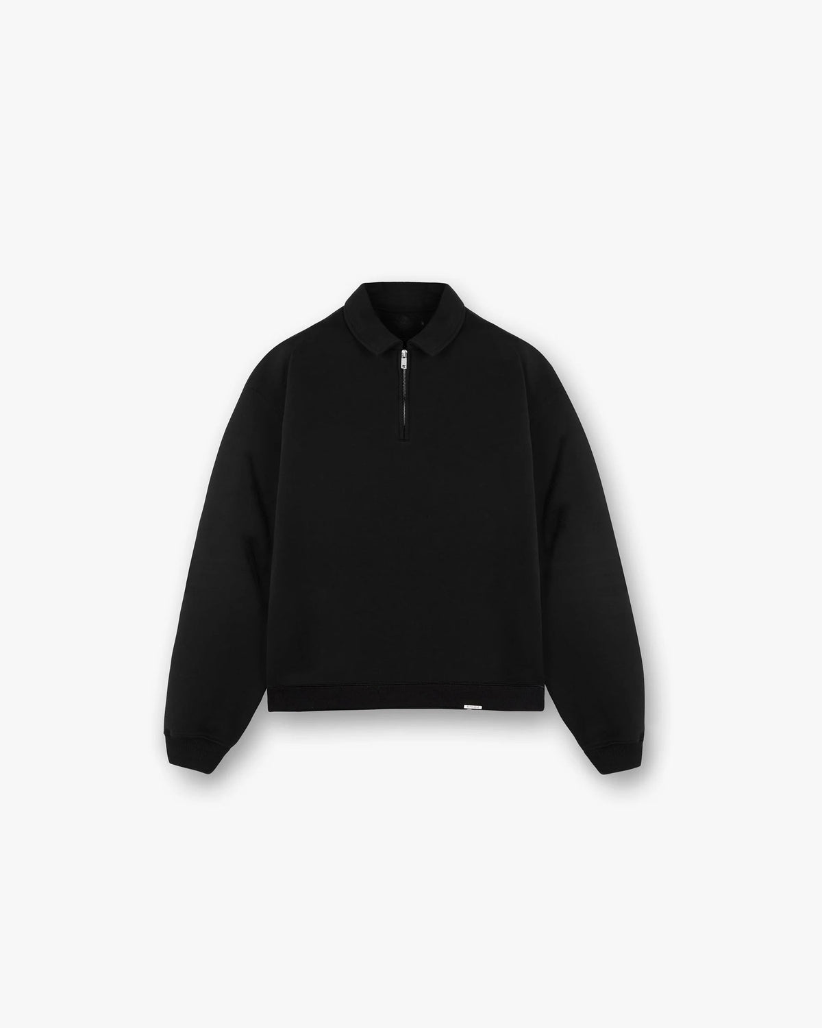 Men’s Boxy Quarter Zip Heavyweight Fleece, Black Oversized