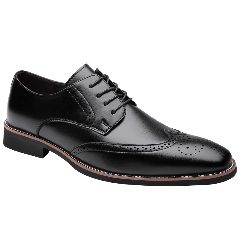 Brogue Dress Shoes with Lace Up Closure and Cushioned Insole