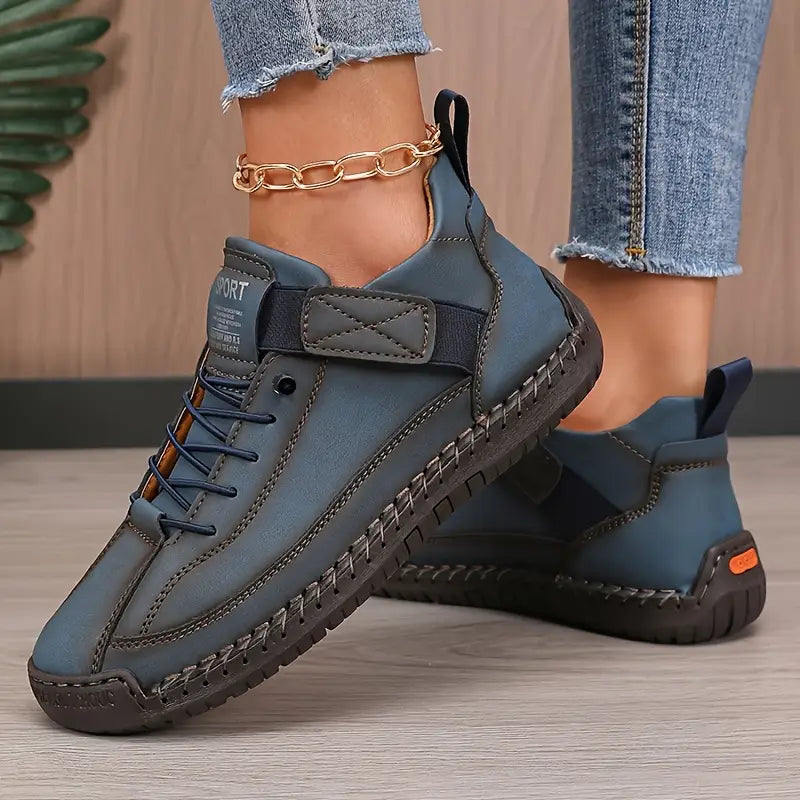Lace Up Sneakers with Cushioned Insole and Stable Sole, Breathable Upper Material