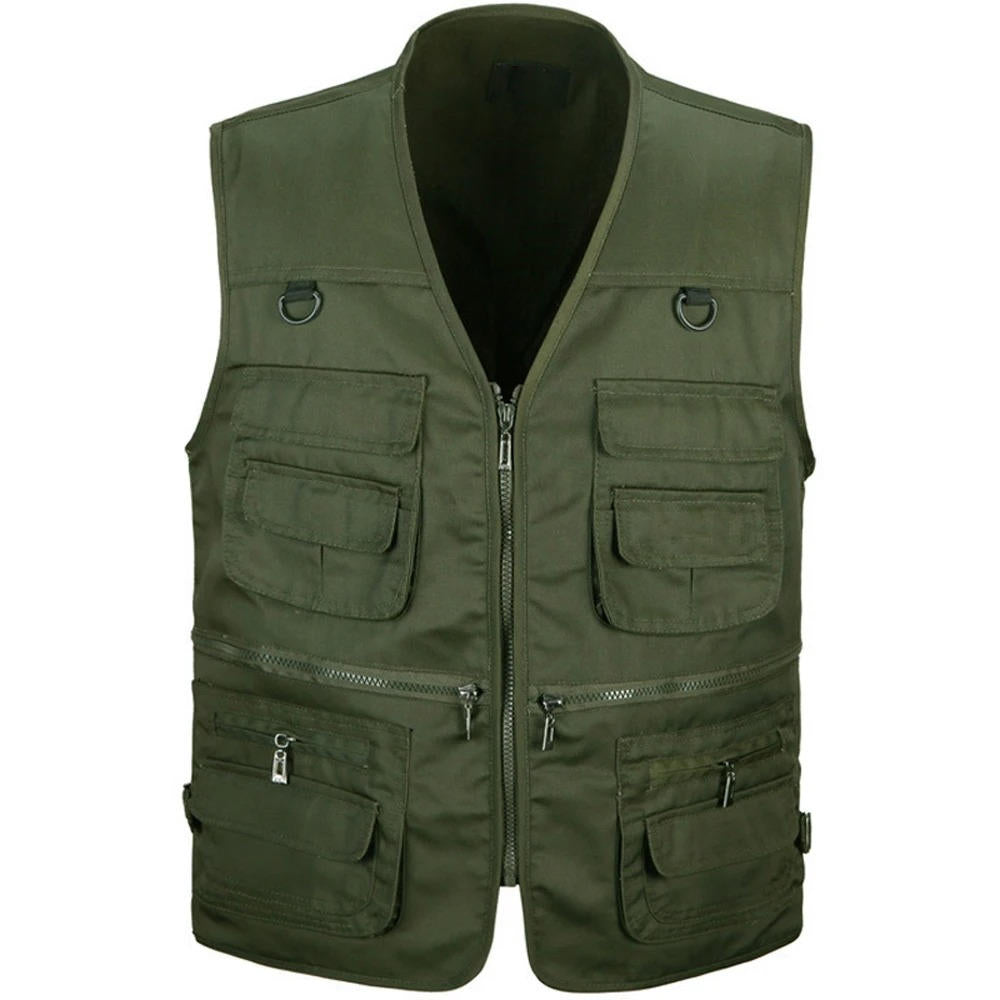 Multi Pocket Hiking Vest with Detachable Back Panel and Mesh Lining, Polyester