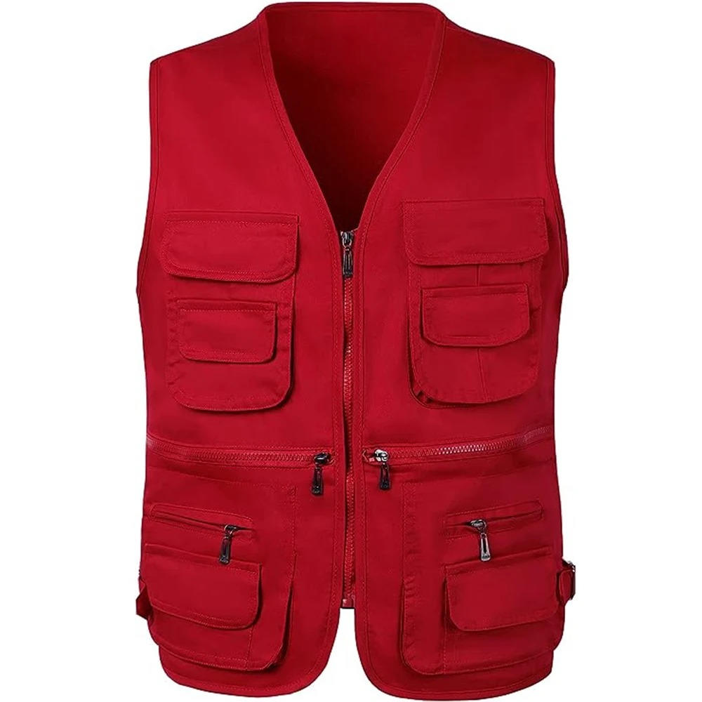 Multi Pocket Hiking Vest with Detachable Back Panel and Mesh Lining, Polyester