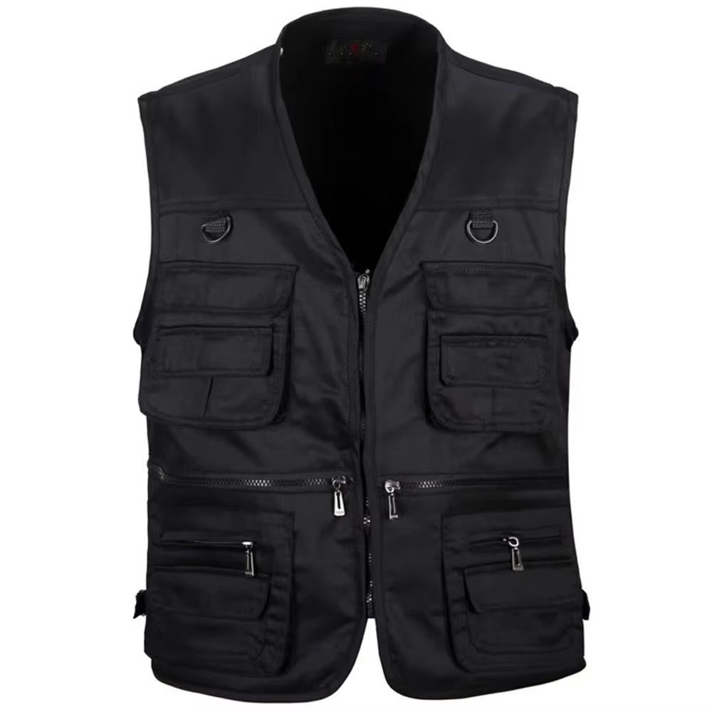 Multi Pocket Hiking Vest with Detachable Back Panel and Mesh Lining, Polyester