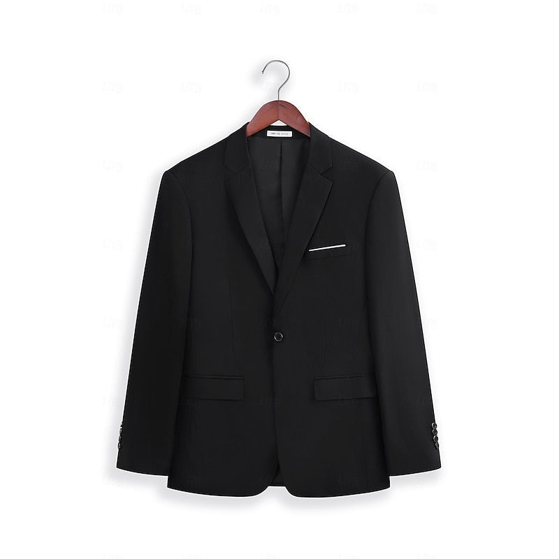 Three Piece Suit Set with Single Breasted Jacket and Tailored Fit
