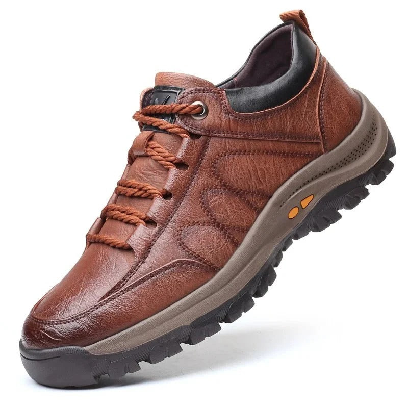 Mens Arch Support Shoes with Cowhide Upper and Moisture Blocking Construction