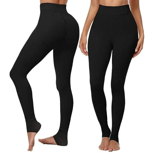 Fleece Lined Leggings with High Waist Tummy Control and Stretchable Fabric