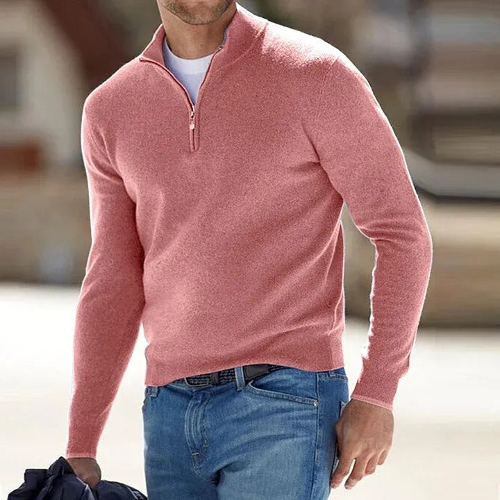Mens Long Sleeve Pullover Sweater with Close Fit and Wrist Coverage