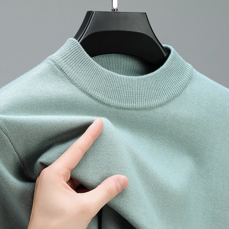 Mens Crew Neck Pullover Sweater with Ribbed Cuffs and Hem