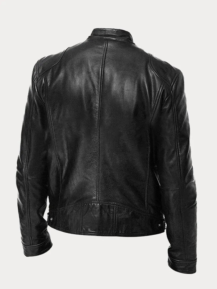 Fitted Zip Jacket with Stand Collar and Snap Tab, Metal Hardware
